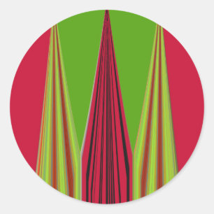 Beautiful red yellow green fractal art design      classic round sticker