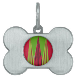 Beautiful red yellow green fractal art design      pet ID tag