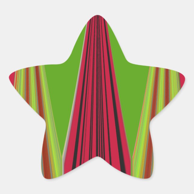 Beautiful red yellow green fractal art design      star sticker (Front)