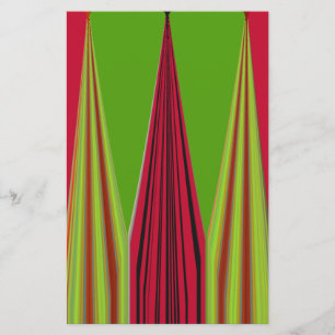 Beautiful red yellow green fractal art design stationery