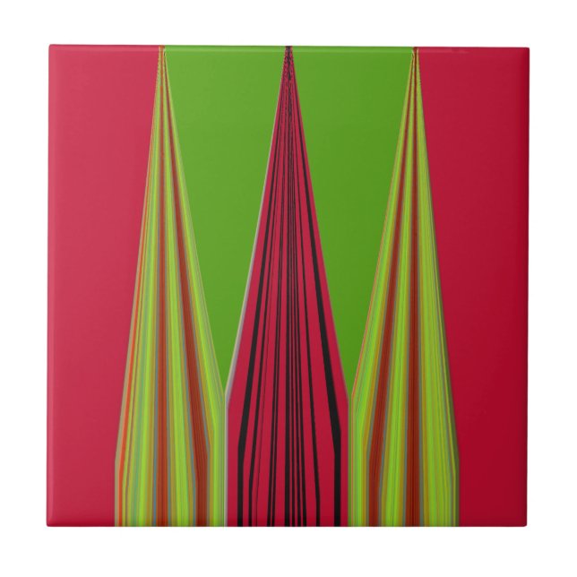 Beautiful red yellow green fractal art design      tile (Front)