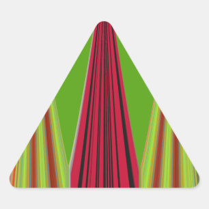 Beautiful red yellow green fractal art design      triangle sticker