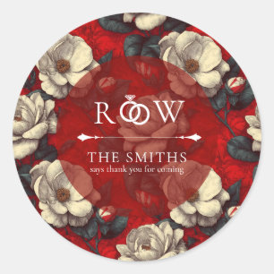 Beautiful RedGardenias Sparkle Destination Wedding Classic Round Sticker