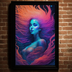 Beautiful Redhead Mermaid Poster