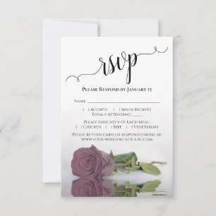 Beautiful Reflecting Dusty Mauve Pink Rose Wedding RSVP Card