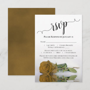 Beautiful Reflecting Golden Ochre Rose Wedding RSVP Card