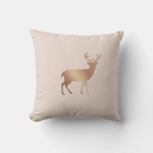 Beautiful reindeer silhouette on beige throw pillow