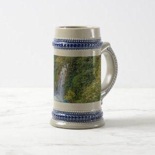 Beautiful Relaxing Blue Unique Waterfall in Jungle Beer Stein
