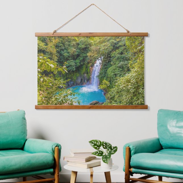 Beautiful Relaxing Blue Unique Waterfall in Jungle Hanging Tapestry (Living Room)