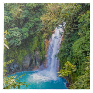 Beautiful Relaxing Blue Unique Waterfall in Jungle Tile
