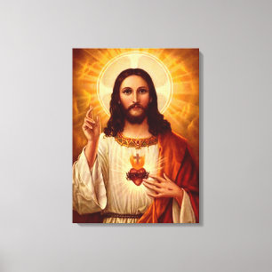 Beautiful religious Sacred Heart of Jesus image Canvas Print