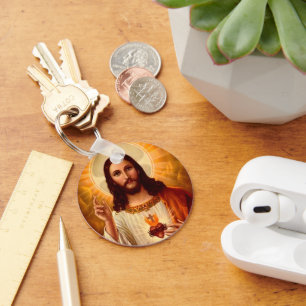 Beautiful religious Sacred Heart of Jesus image Keychain