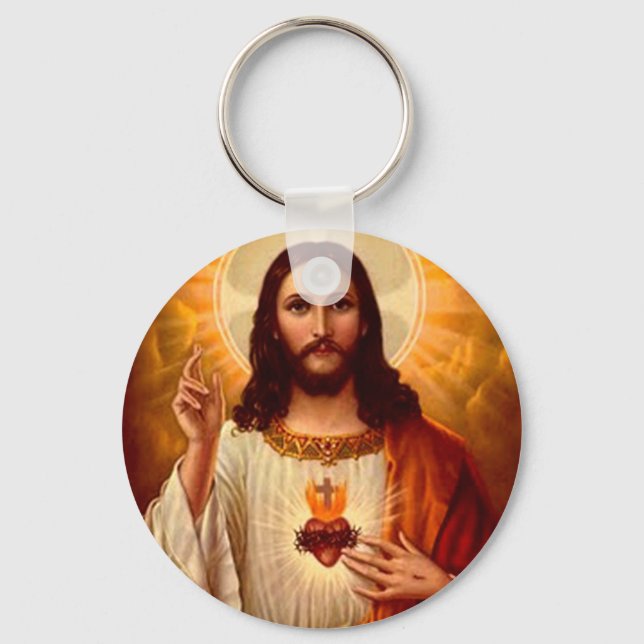 Beautiful religious Sacred Heart of Jesus image Keychain (Front)