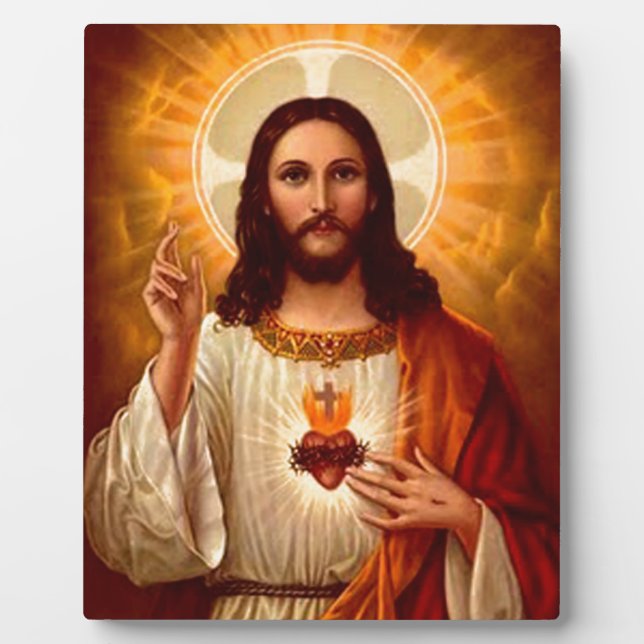 Beautiful religious Sacred Heart of Jesus image Plaque (Front)