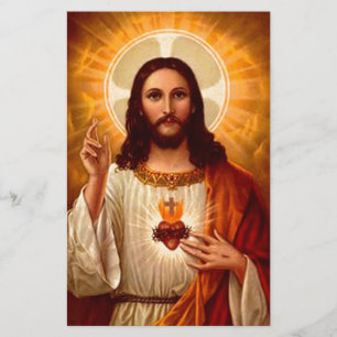 Beautiful religious Sacred Heart of Jesus image Stationery