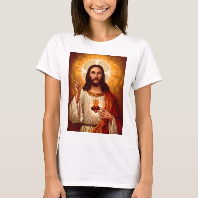 Beautiful religious Sacred Heart of Jesus image T-Shirt (Front)