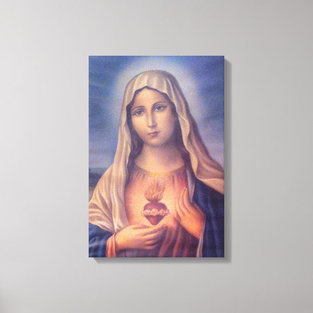 Beautiful Religious Sacred Heart of Virgin Mary Canvas Print (Front)