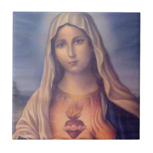 Beautiful Religious Sacred Heart of Virgin Mary Tile