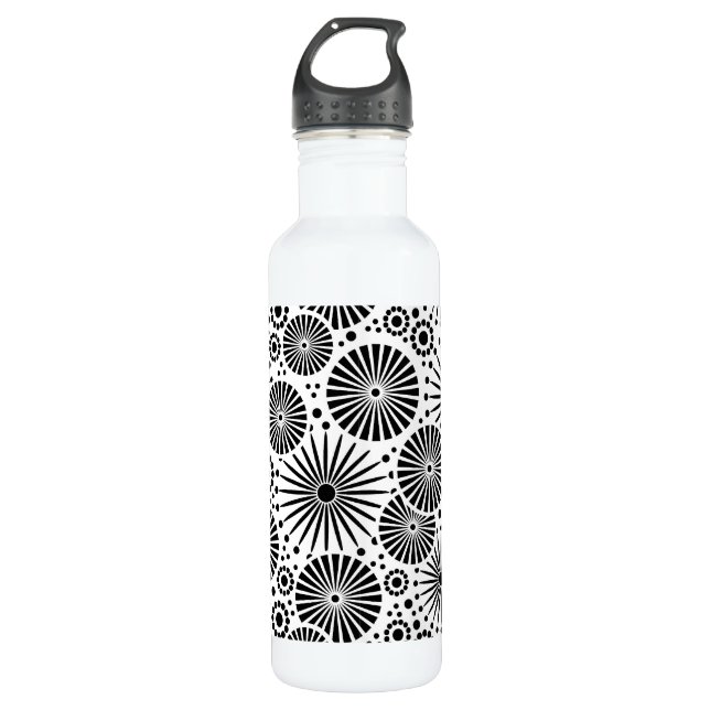 Beautiful retro black and white 710 ml water bottle (Front)
