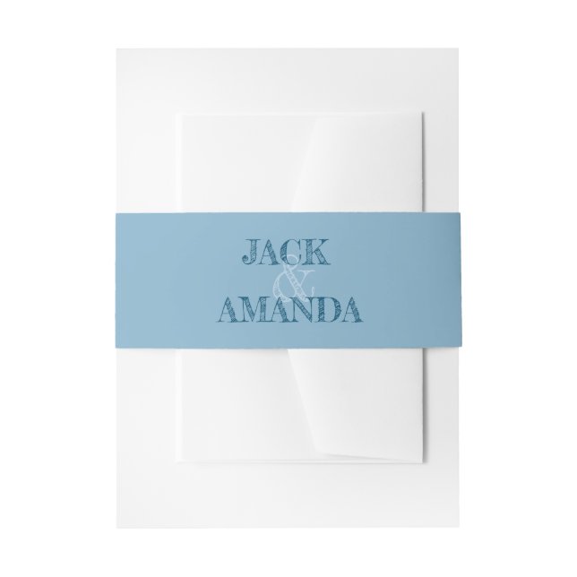 Beautiful Retro Classic Blue Wedding Belly Band Invitation Belly Band (Front Example)