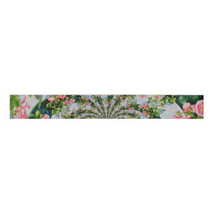 Beautiful retro pink red roses watercolor floral grosgrain ribbon