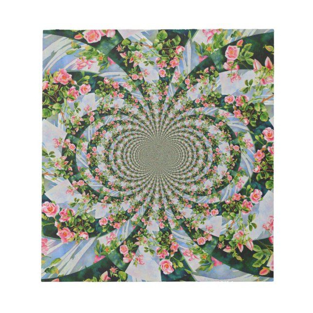 Beautiful retro pink red roses watercolor floral notepad (Front)