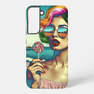 Beautiful Retro Pop Art Woman with Lollipop Samsung Galaxy Case