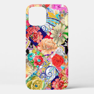 Beautiful retro Silhouette of lily flowers Abstrac iPhone 12 Case