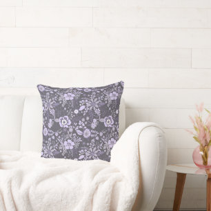 Beautiful retro style blue pastel floral pattern throw pillow