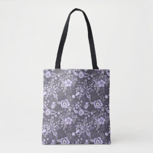 Beautiful retro style blue pastel floral pattern tote bag