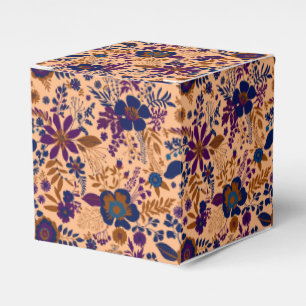 Beautiful retro style orange pastel floral pattern favor box