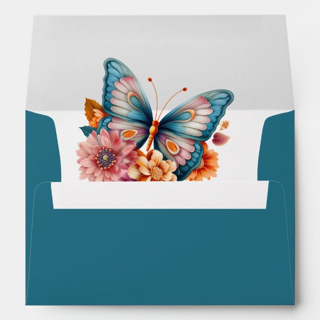 Beautiful Rich Teal Fall Colours Butterfly Envelope (Back (Bottom))