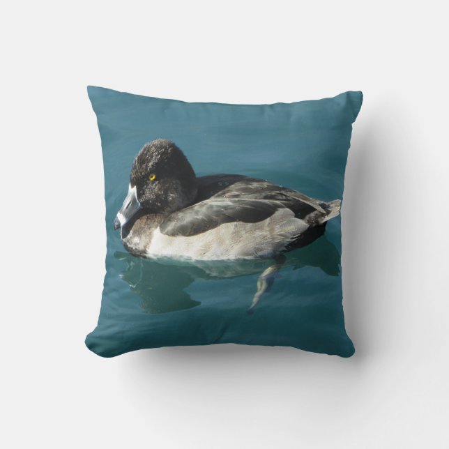 Beautiful Ring-necked Duck Resting On Water Photo Throw Pillow (Front)