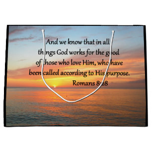 BEAUTIFUL ROMANS 8:28 SUNRISE PHOTO LARGE GIFT BAG