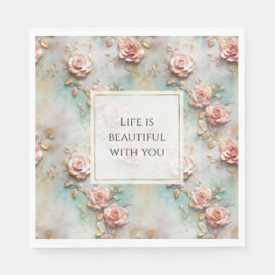 Beautiful Romantic Blush Pink Romantic Roses Napkin