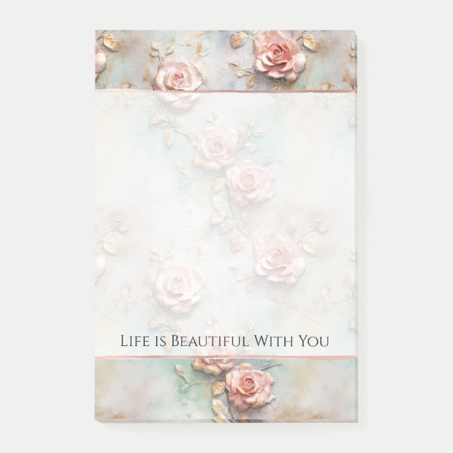 Beautiful Romantic Blush Pink Romantic Roses Post-it Notes (Front)