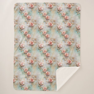 Beautiful Romantic Blush Pink Romantic Roses Sherpa Blanket
