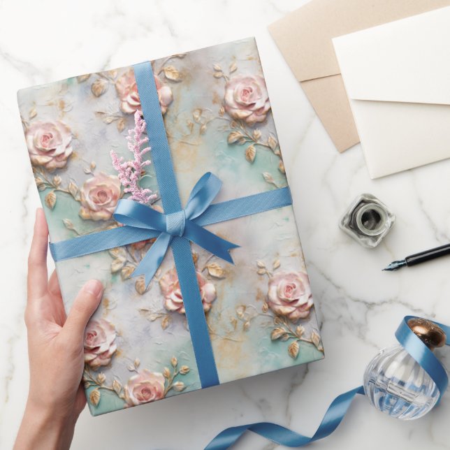 Beautiful Romantic Blush Pink Romantic Roses Wrapping Paper (Gifting)