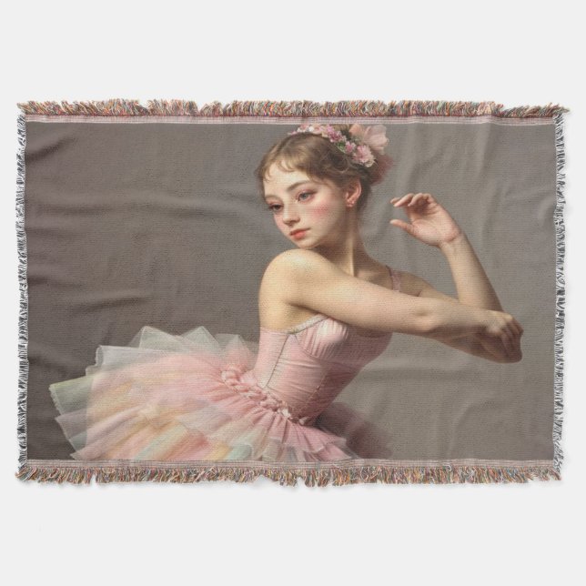 Beautiful romantic dancer with sweet colors throw blanket (Front)