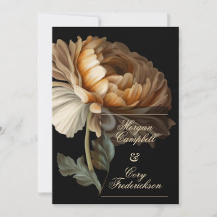 Beautiful Romantic Dark Old World Painted Flower Invitation