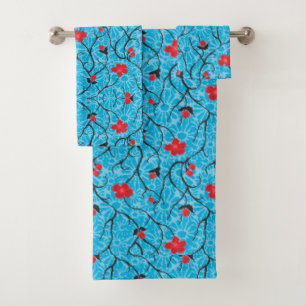 Beautiful romantic Girly red floral Bath Towel Set