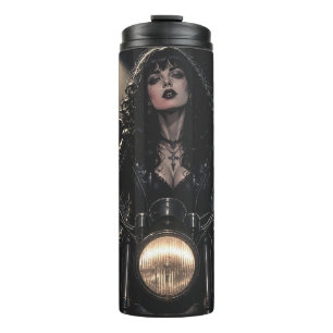 Beautiful Romantic Gothic Woman on Motorcycle Thermal Tumbler
