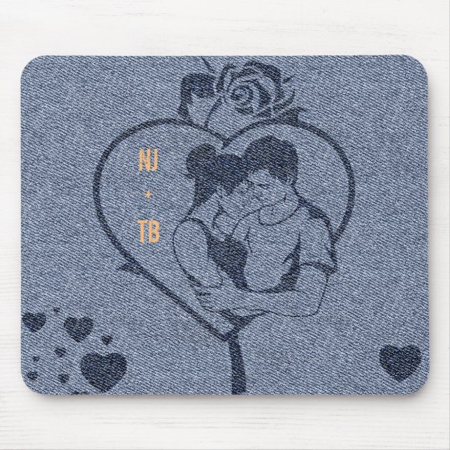 Beautiful Romantic Jeans Style with Monogram Mouse Pad (Front)