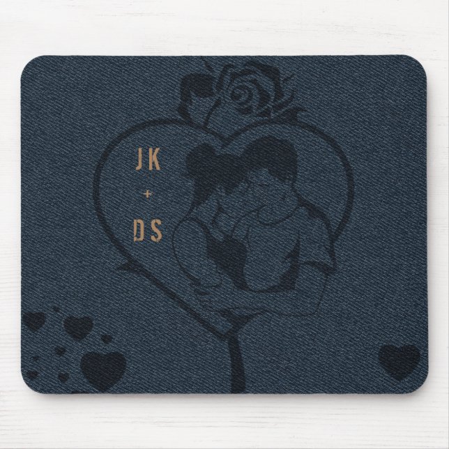 Beautiful Romantic Jeans Style with Monogram  Mouse Pad (Front)