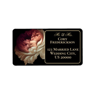 Beautiful Romantic Old World Painted Pink Flower Label