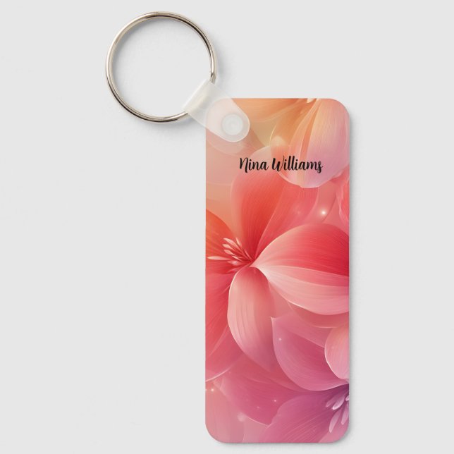 Beautiful Romantic Pink Flower Keychain (Front)