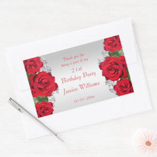 Beautiful Romantic Red Roses Birthday Sticker