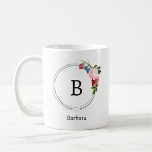 Beautiful Romantic Spring Monogram Flowers Coffee Mug