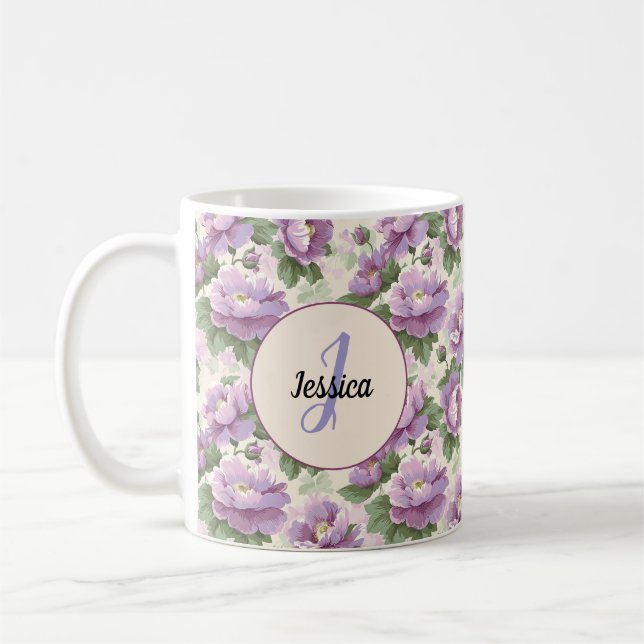 Beautiful Romantic Spring Violet Girly Flowers Coffee Mug (Left)
