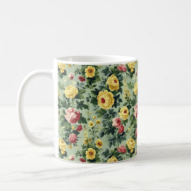 Beautiful Romantic Spring Yellow Girly Flowers  Coffee Mug (Left)